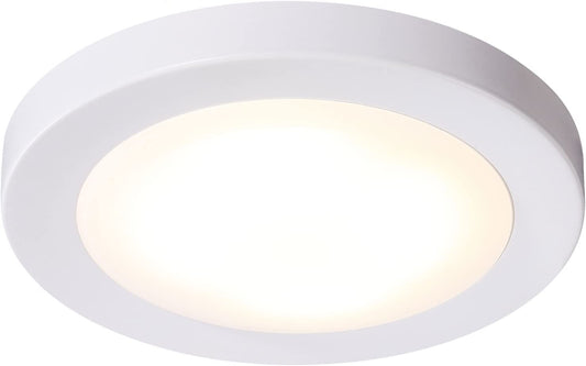 LED Flush Mount Ceiling Light,7.5",120V 12W 840LM(100W Incandescent Equivalent),Dimmable,3000K Warm White,ETL/JA8,Wet Location,White Finish