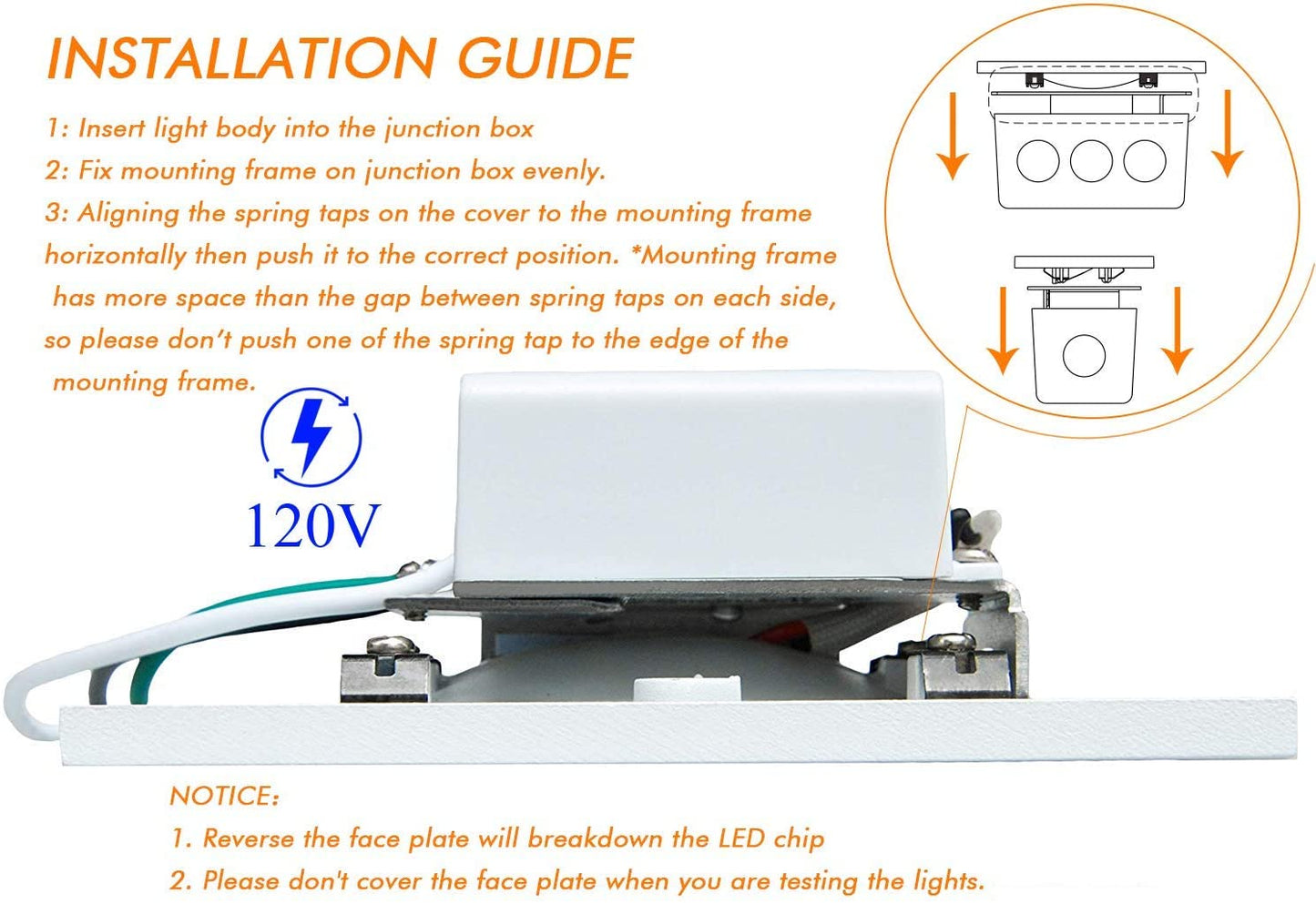 LW Dimmable LED Indoor Outdoor Step Light, 120V, 3000K Warm White, White Finish, 3-Pack