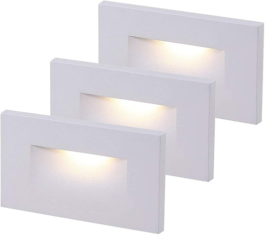 LW Dimmable LED Indoor Outdoor Step Light, 120V, 3000K Warm White, White Finish, 3-Pack